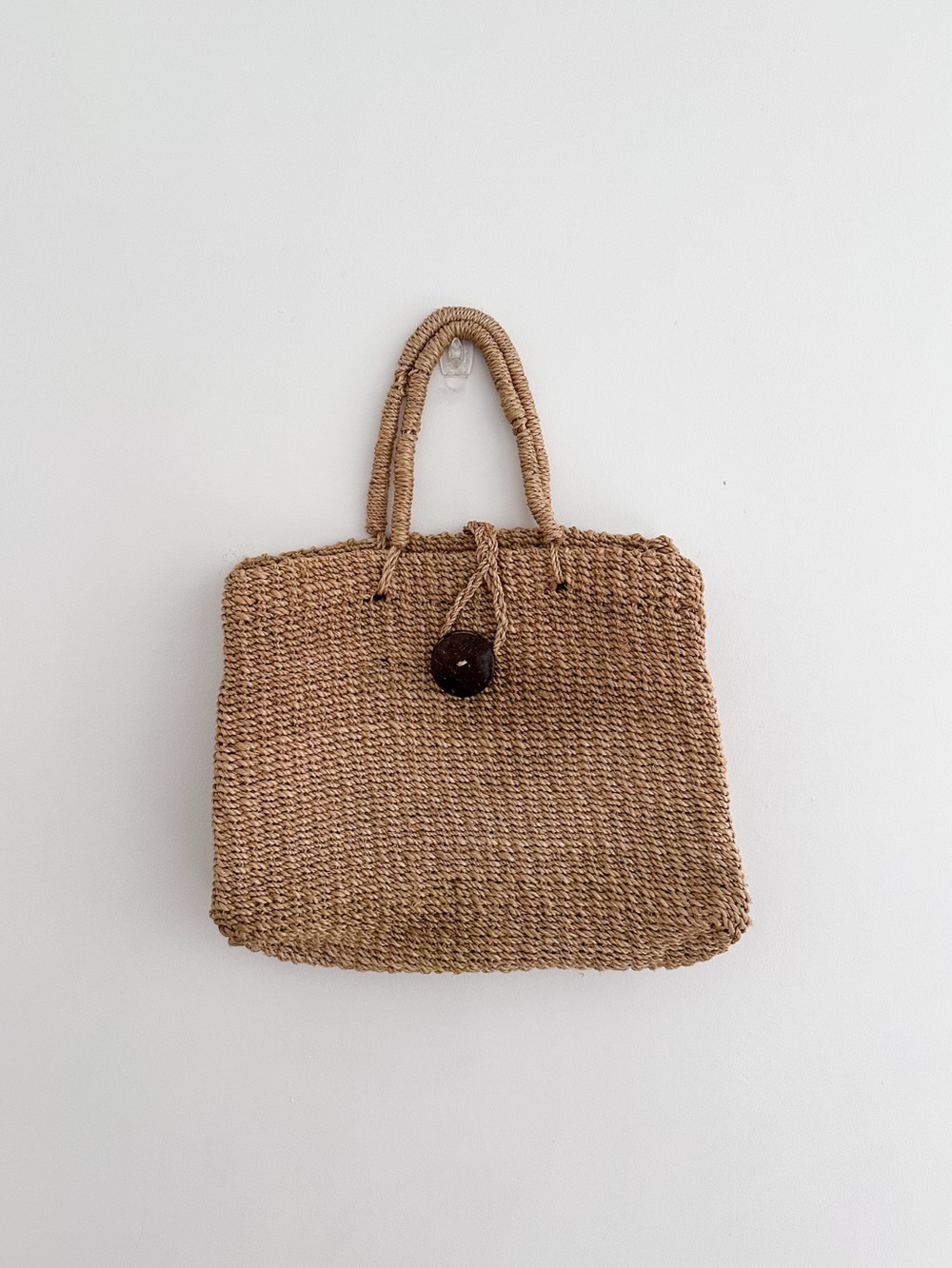Vintage Hunt Club Raffia Tote Bag Natural Straw Market Bag Beach Resort Purse